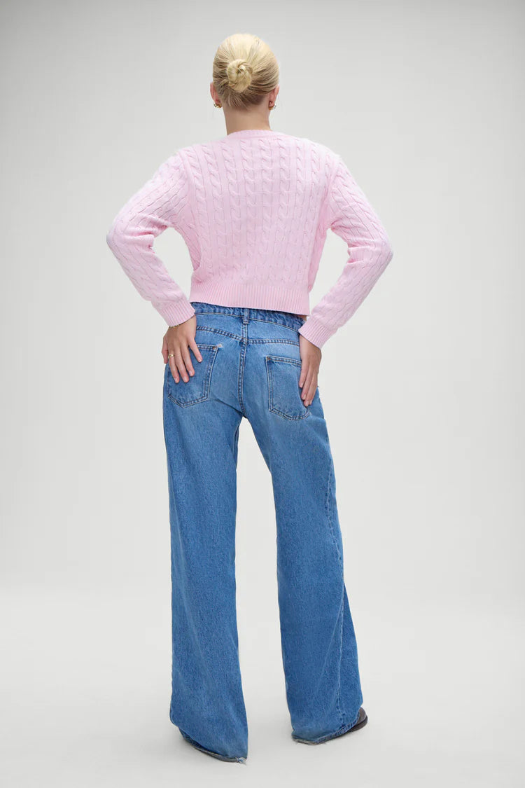 Dudley Cable Knit Cardigan Pink