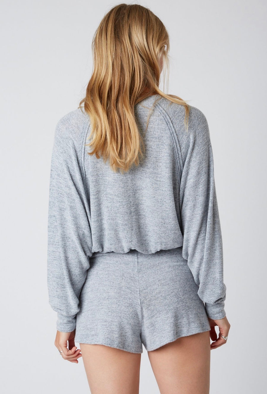 Cropped Raglan Top Grey